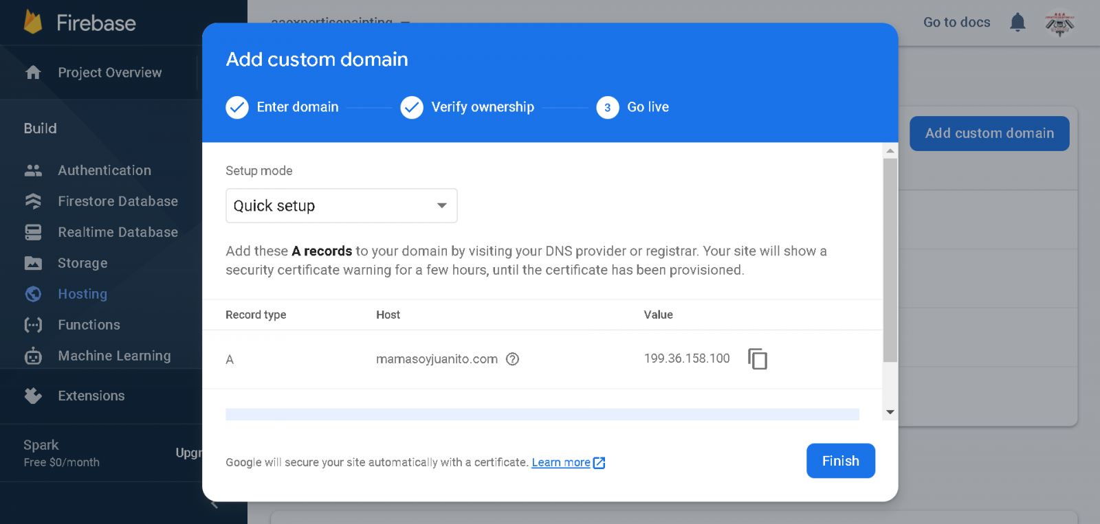 Firebase hosting redirect