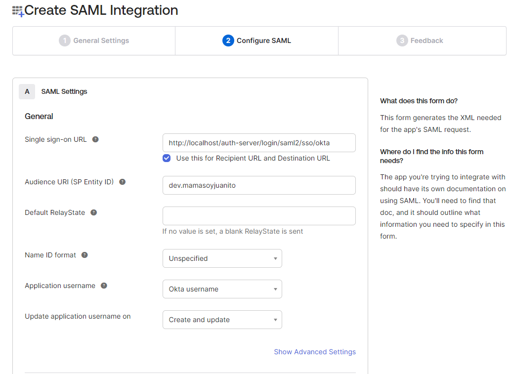 SAML Settings